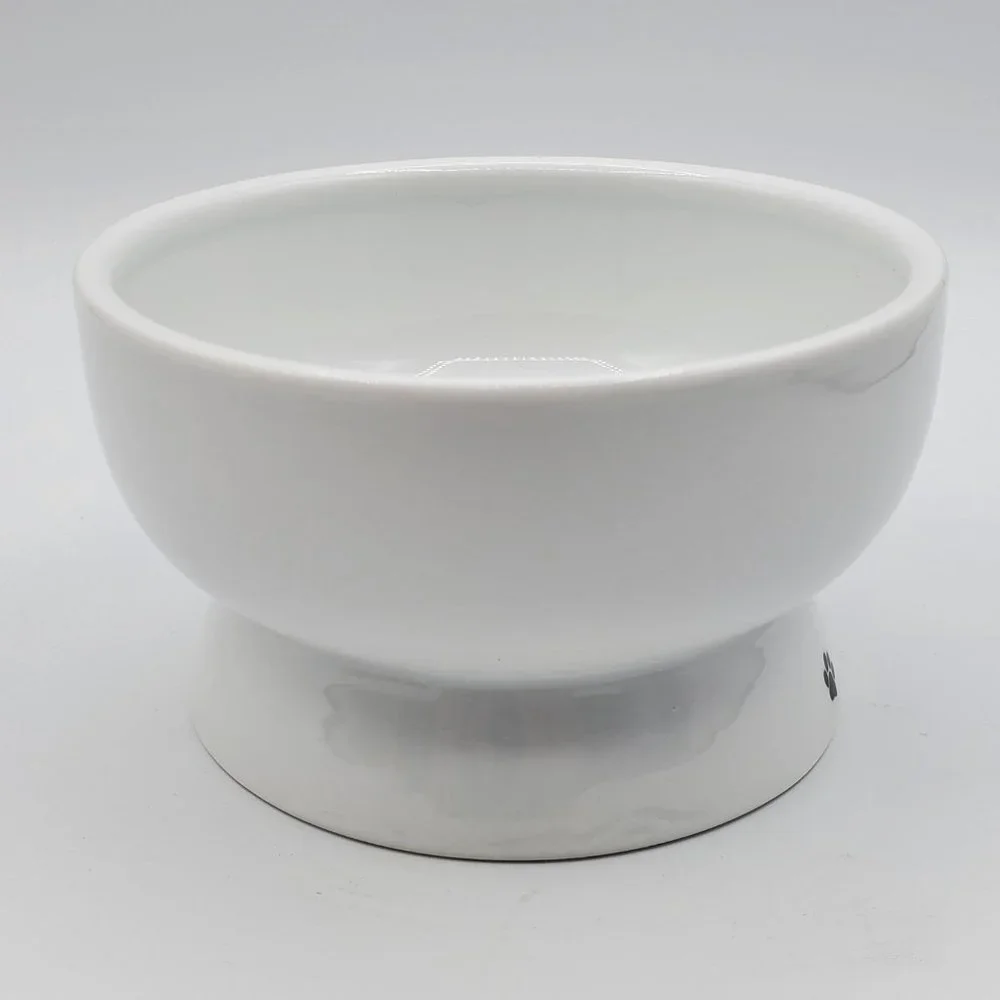 Neco Ichi Raised Cat Water Bowl, Cat, Ceramic, Paw Prints and Cat Silhouette